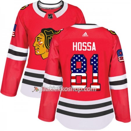 Nainen NHL Chicago Blackhawks Pelipaita Marian Hossa 81 Adidas 2017-2018 Punainen USA Flag Fashion Authentic Nainen NHL Chicago Blackhawks Pelipaita Marian Hossa 81 Adidas 2017-2018 Punainen USA Flag Fashion Authentic